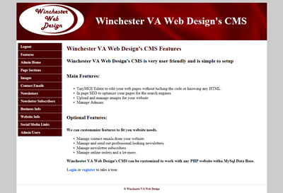 Winchester VA Web Design's CMS