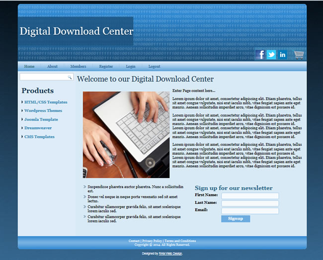 Digital Download Center Blue